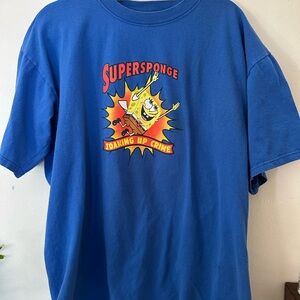 Vintage Retro 2001 Y2K SpongeBob SuperSponge Blue Cotton T Shirt adult XL